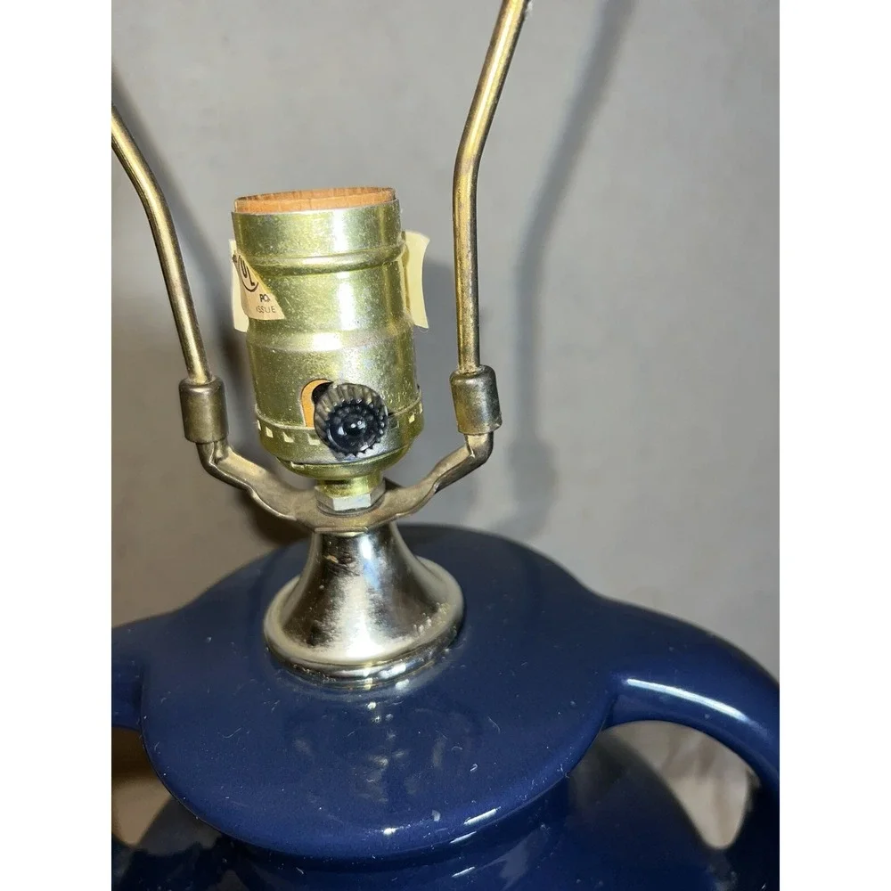 Vintage Leviton Lamp Cobalt Blue Ceramic Vase Style With Handles